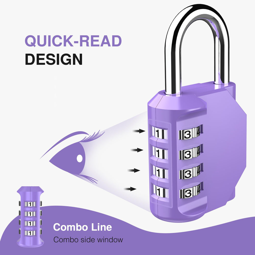 Puroma 2 Pack Combination Lock Locker 4 Digits Combo Padlock Gym Black