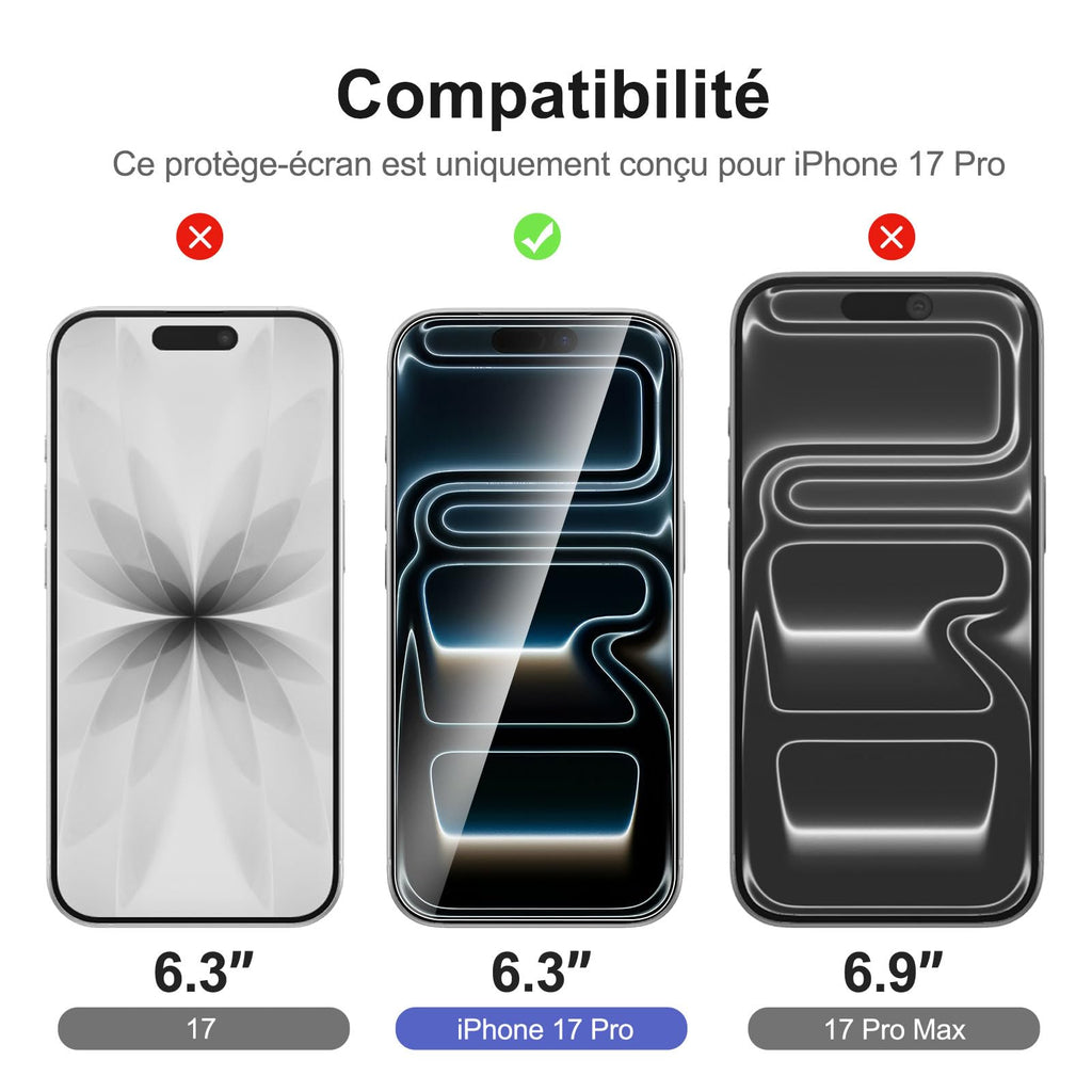 NEW'C for iPhone 16 Pro Screen Protector + Camera Lens Protector + Tool