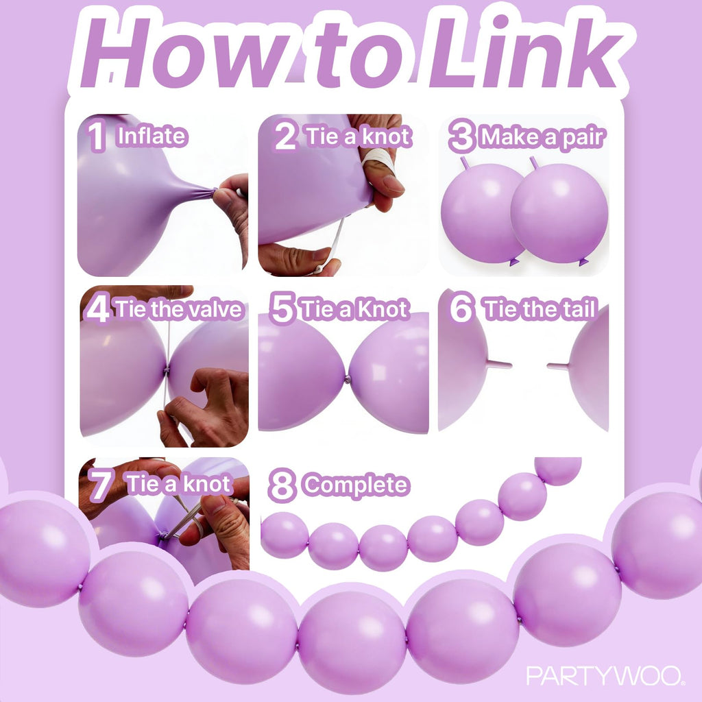 PartyWoo Metallic Gold Linking Balloons 100pcs 6 Inch Gold Link Balloons