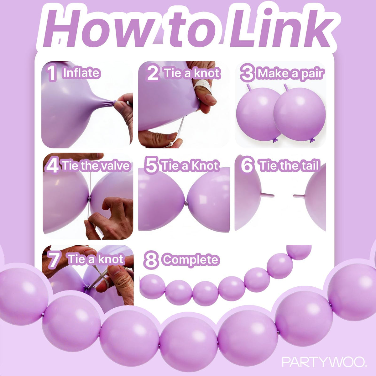 PartyWoo Metallic Gold Linking Balloons 100pcs 6 Inch Gold Link Balloons
