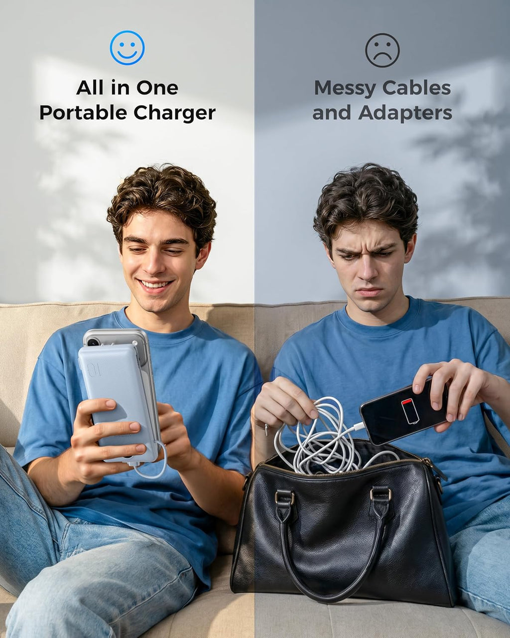 VEGER Portable Charger for iPhone, Power Bank Built in Cables and Wall Plug