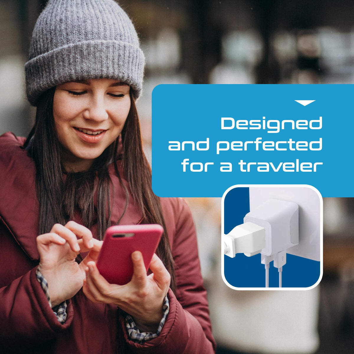 Ceptics 2 in 1 UK Adapters for Travel, Dual USA Input, Grounded, Pack of 3