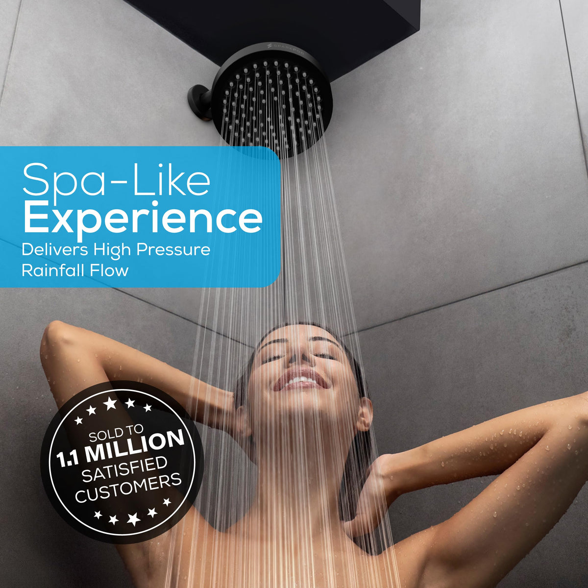 SparkPod Rain Shower Head, 6 Inch Round, Luxury Polished Chrome Finish