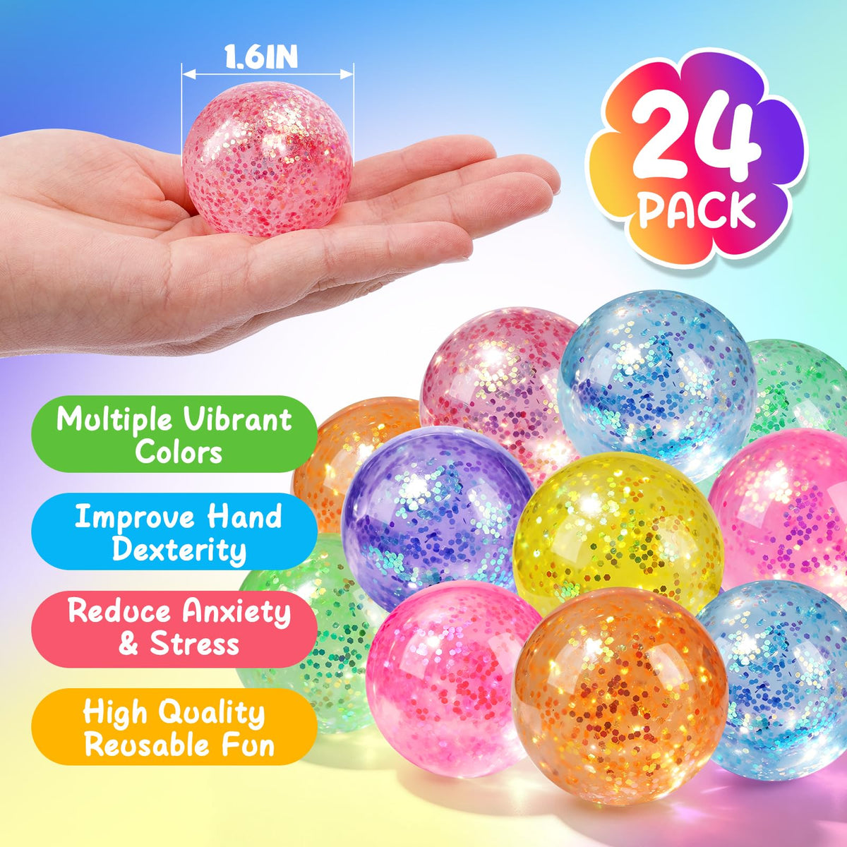 VESPRO 12Pack Fidget Toys Squishy ，Cute Bear Squeeze Ball