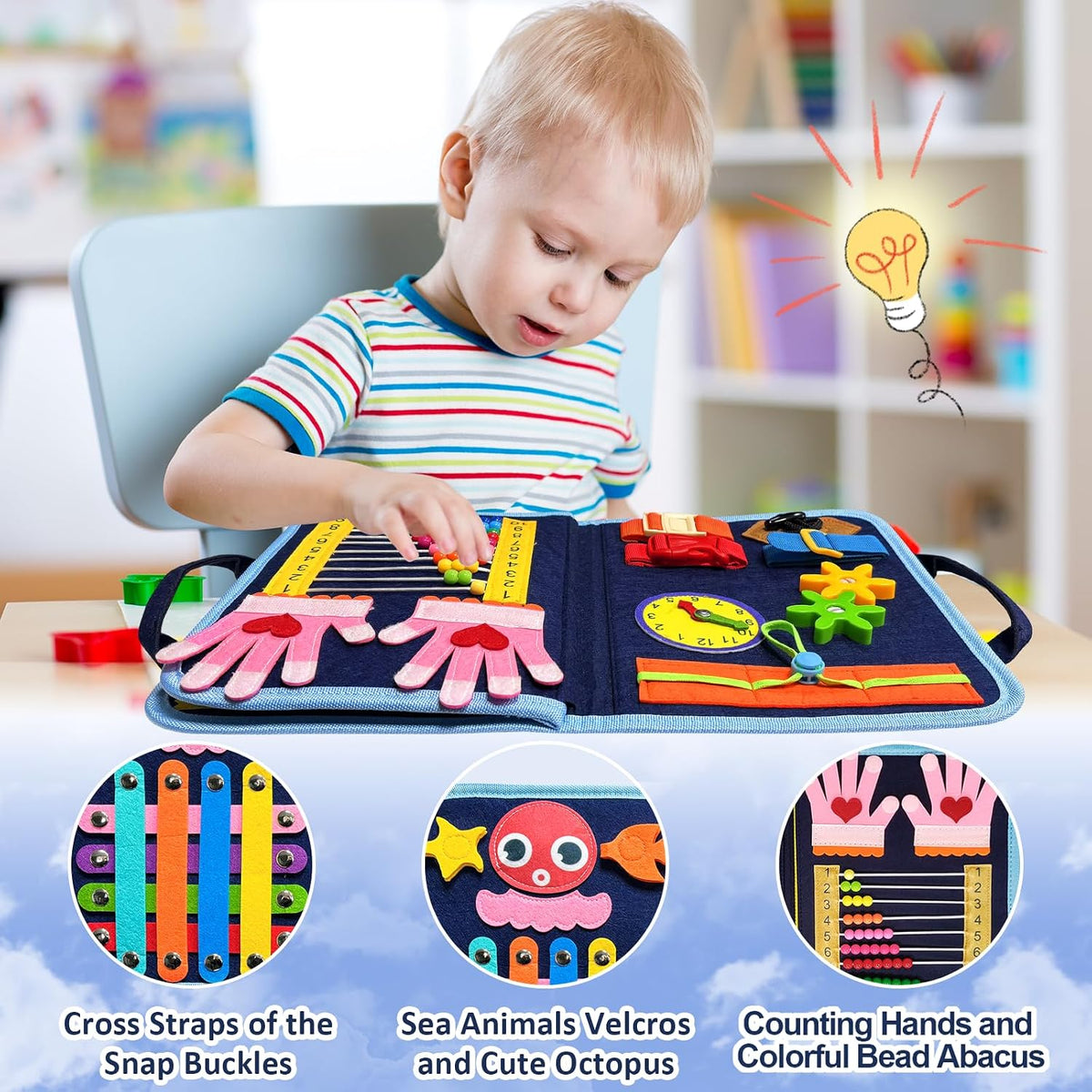 Gojmzo Busy Board Montessori Toys for Toddler Boy Girl Gifts Busy Book