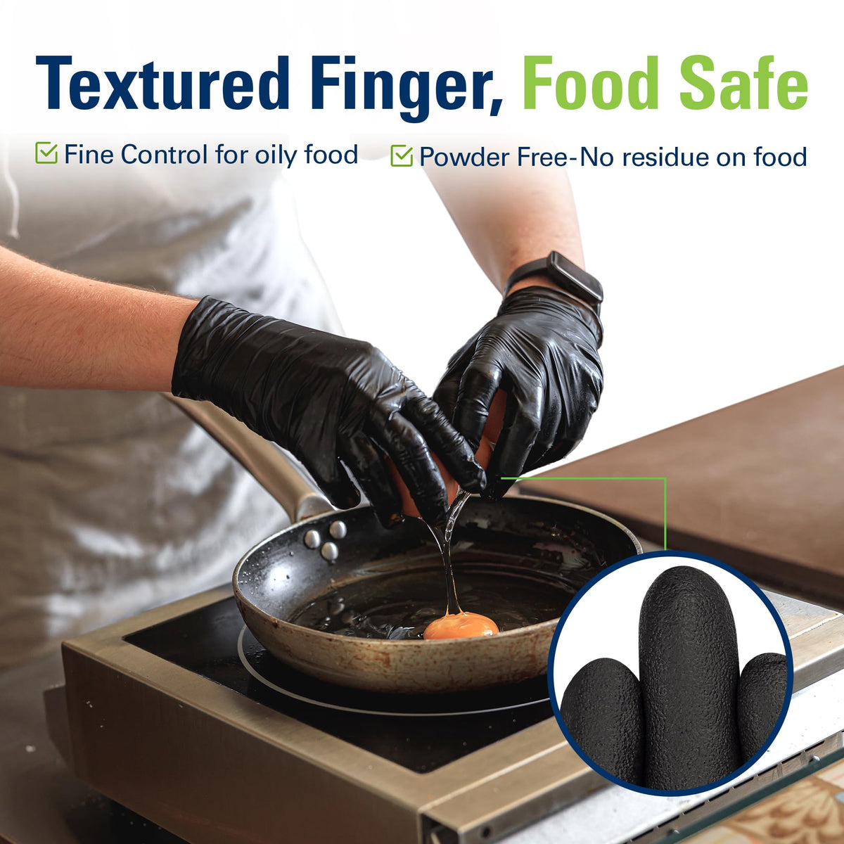 SWIFTLITE Black Nitrile Gloves Disposable Latex Free, Food Safe