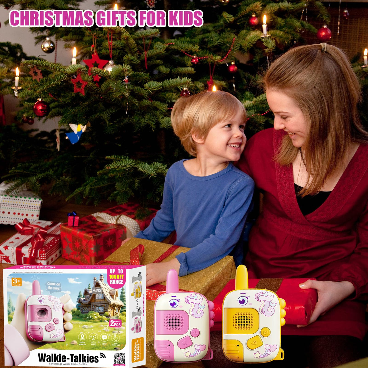 Walkie Talkies Toys for Girls:Unicorn Toys 2 Pack Birthday Gifts for 3 4 5-7 8 Year Old Girls Toy for 4 5 6 7 8-10 Year Old Camping Outdoor Game,Christmas Stocking Stuffers for Girls Kids
