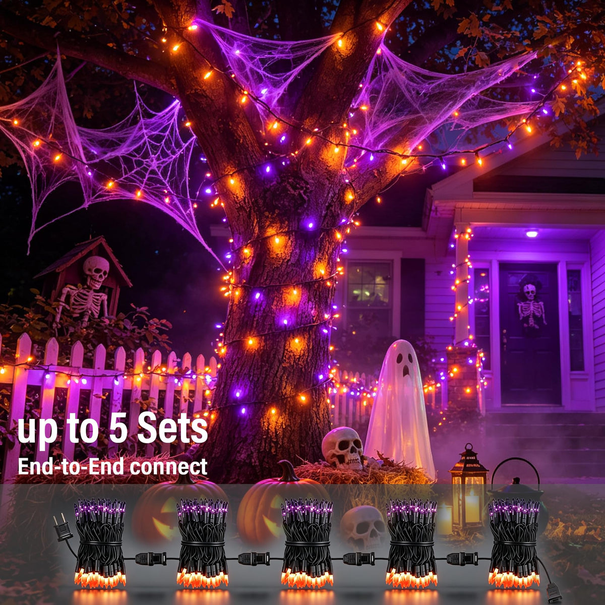TW SHINE Orange Halloween Lights, 20FT 100 Count Incandescent Mini String Lights, Waterproof Halloween Decorations for Outdoor Indoor Patio Home Party Garden Yard Decor