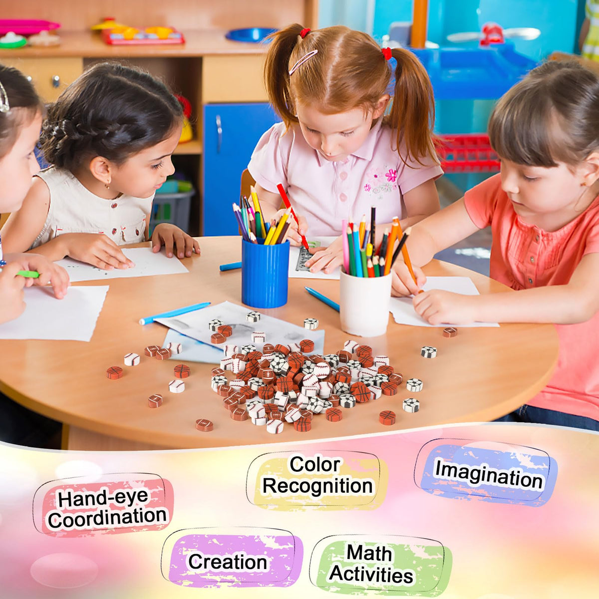 JUNEBRUSHS 150Pcs Fall Mini Erasers, Cute Thanksgiving Erasers Bulk