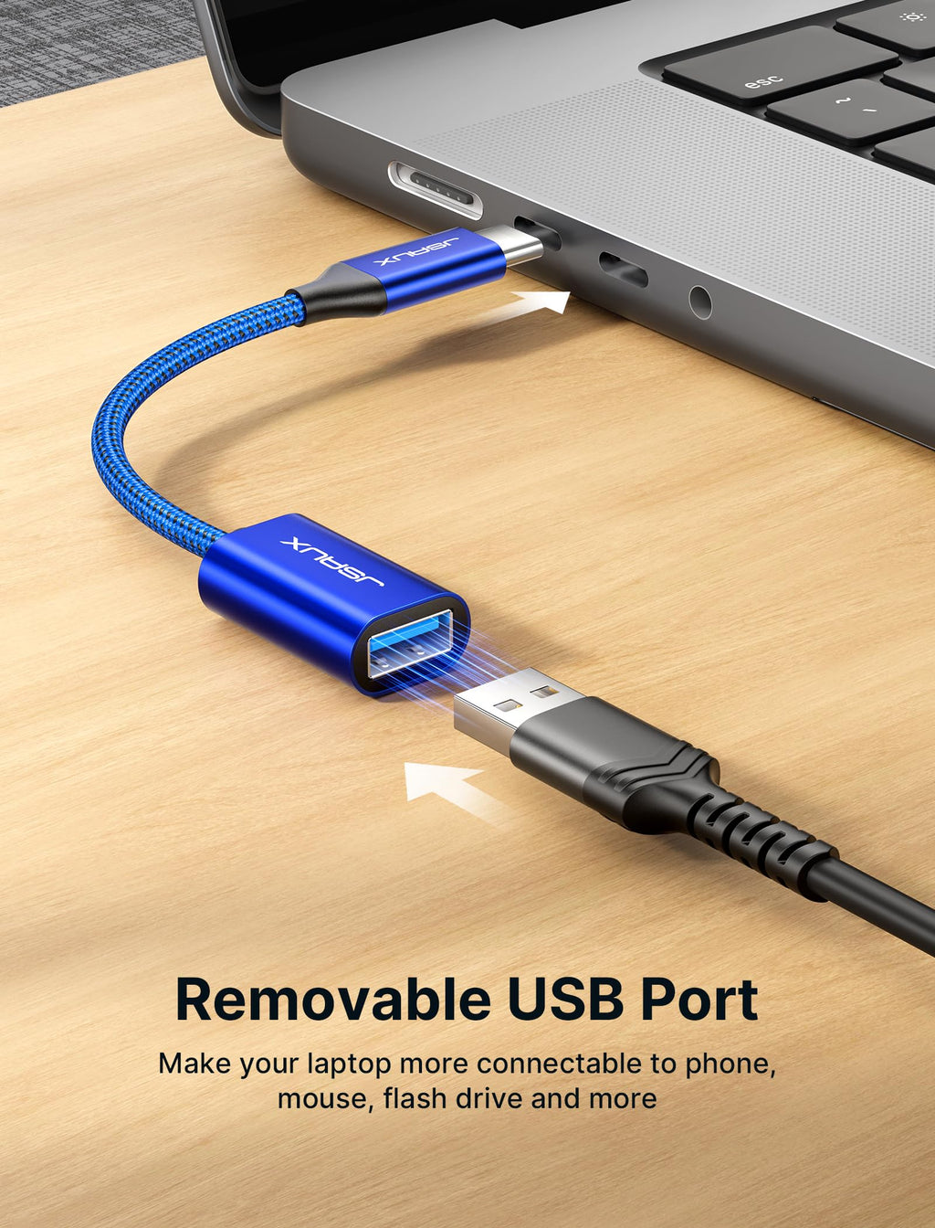 JSAUX USB C to USB 3.0 Adapter [2 Pack], USB C Male to USB Female OTG Cable Adapter Compatible with MacBook Pro/Air, iPhone 18 Pro Max/iPhone Duo‌/Air/17/16/15 Series, Samsung Galaxy S26/S25/S24-Red