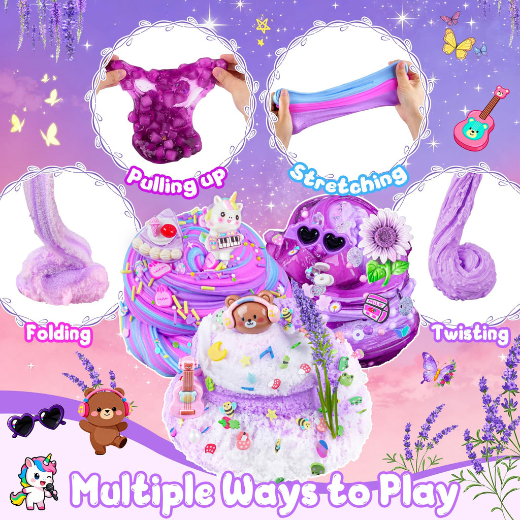 6-Pack Pink Slime Kit for Girls, Cloud Butter Squishy Birthday Gift Set