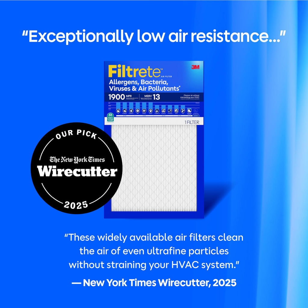 Filtrete 16x25x1 in. Air Filter, MERV 13, MPR 1900, 2 HVAC Filters