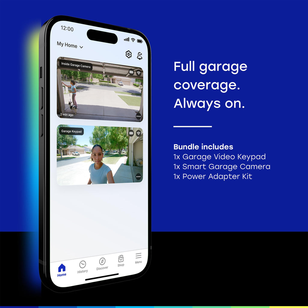 myQ Smart Garage Door Video Keypad with Wide-Angle Camera,Customizable PIN Codes,and Smartphone Control–Take Charge of Your Garage Access Works with Chamberlain, LiftMaster and Craftsman openers,White