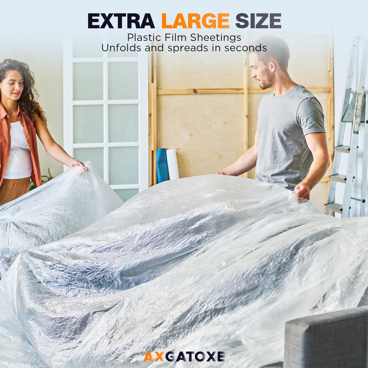 Axgatoxe 12 x 9 Ft Plastic Drop Cloths for Painting (30-Pack)