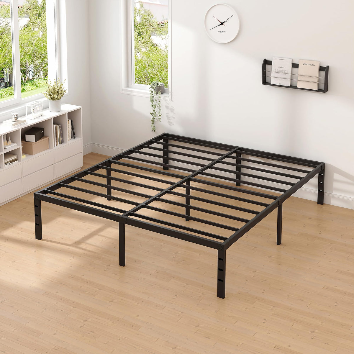 NEW JETO Metal Bed Frame,Queen Size Bed Frame with Storage Space,14 Inch