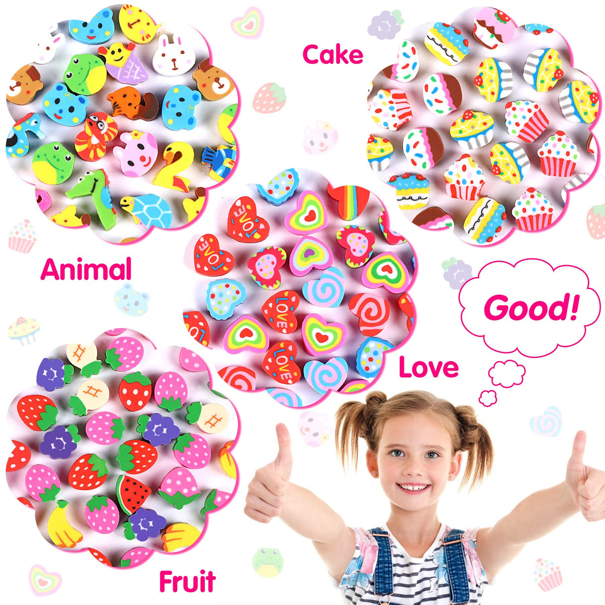JUNEBRUSHS 150Pcs Fall Mini Erasers, Cute Thanksgiving Erasers Bulk