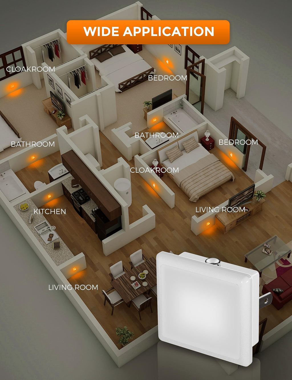 L LOHAS LED Night Lights Plug into Wall 2-Pack, 0.3W Plug in Night Light