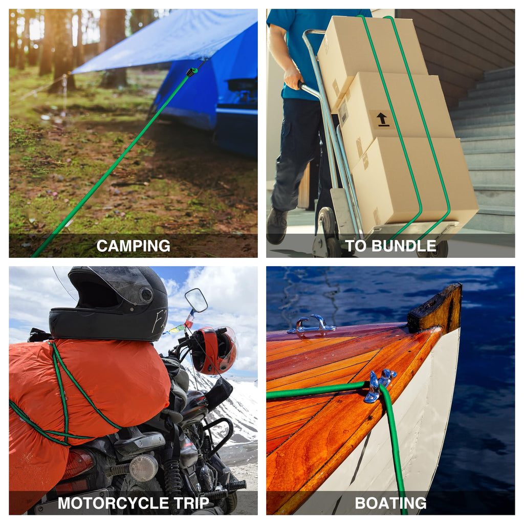 WORKPRO 24" Bungee Cords with Hooks, 4 Pack Heavy Duty Outdoor Bungee Strap