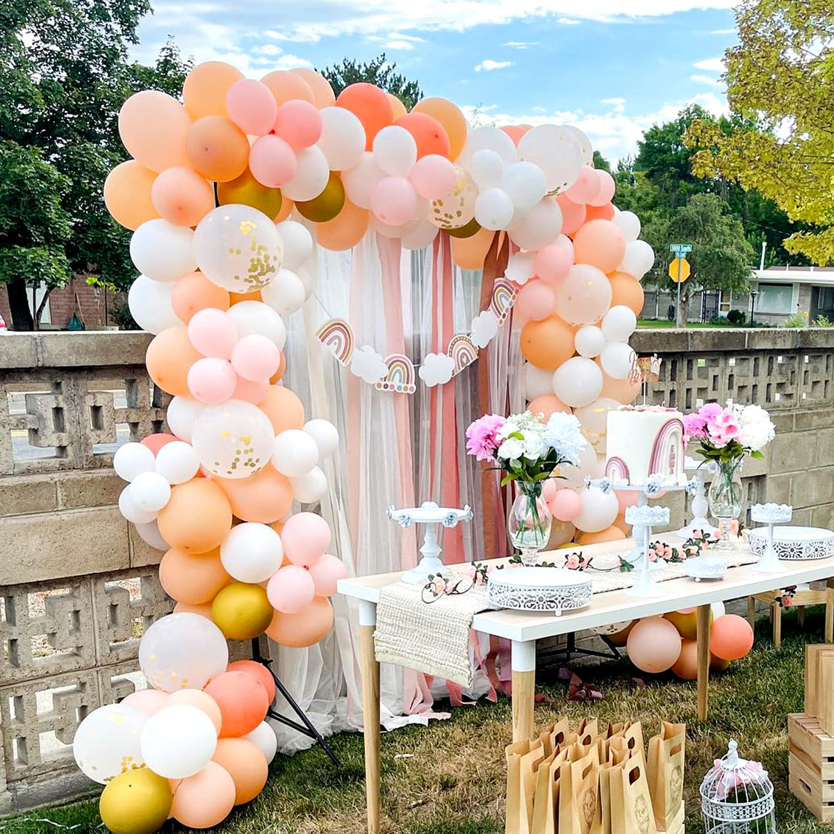 KICNIC Balloon Arch Strip Kit, 32.8 ft Tape Strips, 200 Glue Point Dots