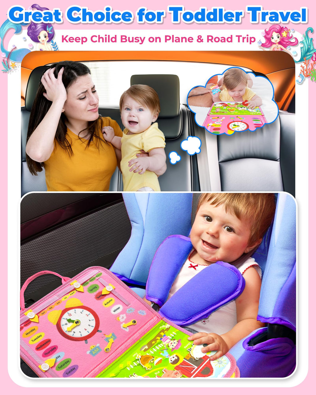 Gojmzo Busy Board Montessori Toys for Toddler Boy Girl Gifts Busy Book