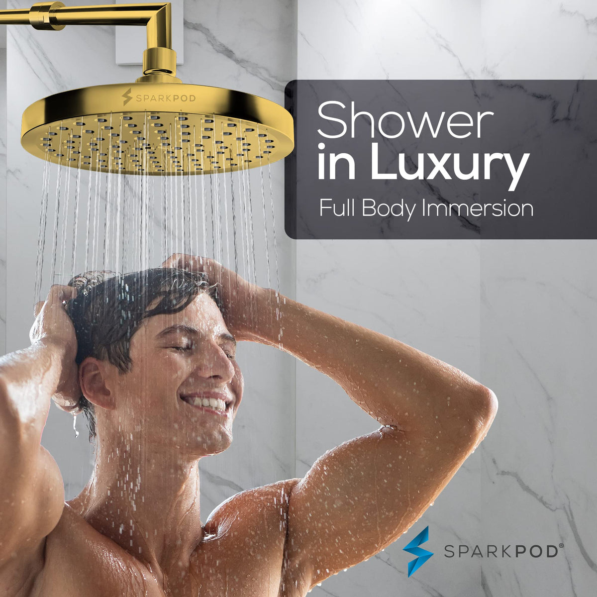 SparkPod Rain Shower Head, 6 Inch Round, Luxury Polished Chrome Finish