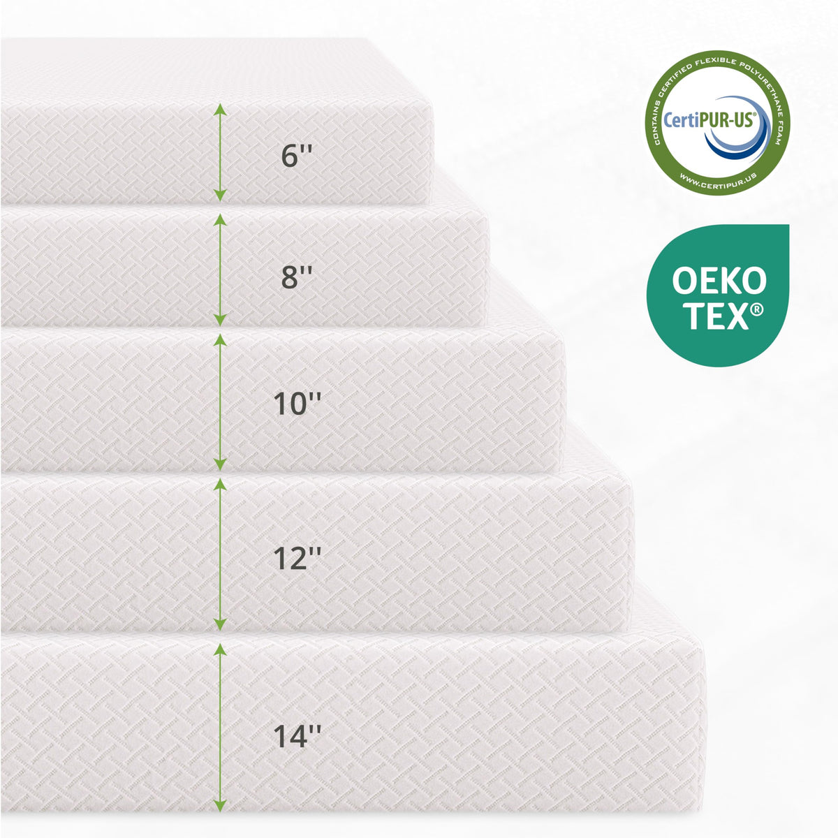 EGOHOME Twin Mattress 14 Inch, Green Tea Memory Foam Mattress, Medium Plush