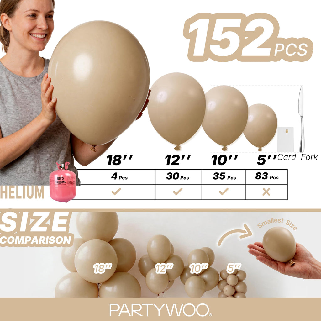 PartyWoo Baby Pink Balloons 152pcs Pastel Pale Light Pink Different Sizes