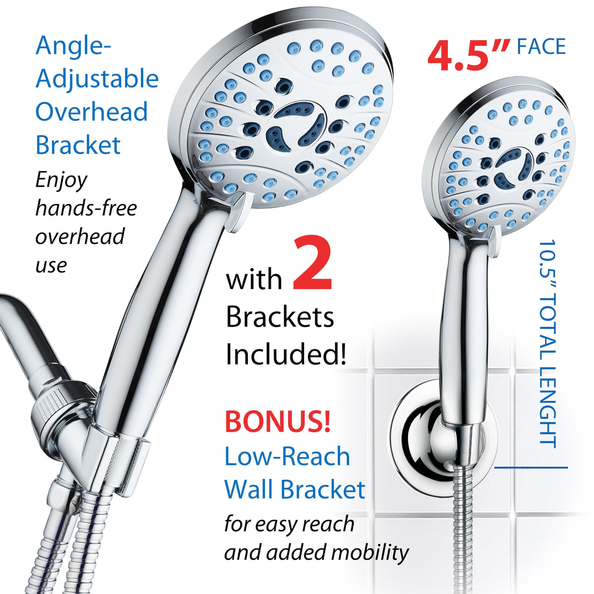 AquaCare 8-mode High Pressure Handheld Shower Head with 2-mode Power Wash