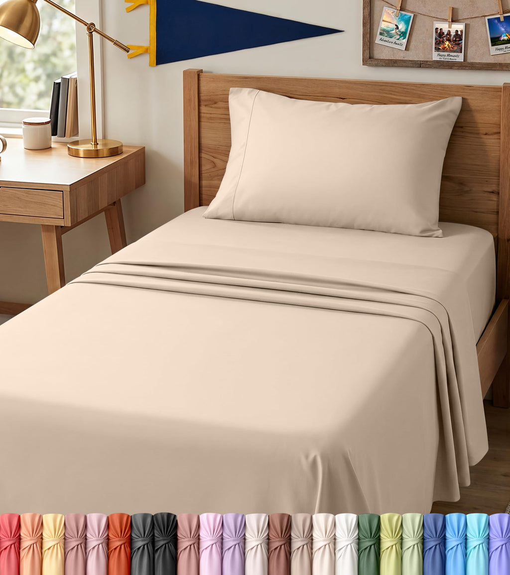 Queen Sheet Set, 4 Pieces 16" Deep Pocket Hotel Luxury Sheets, Heather Sage