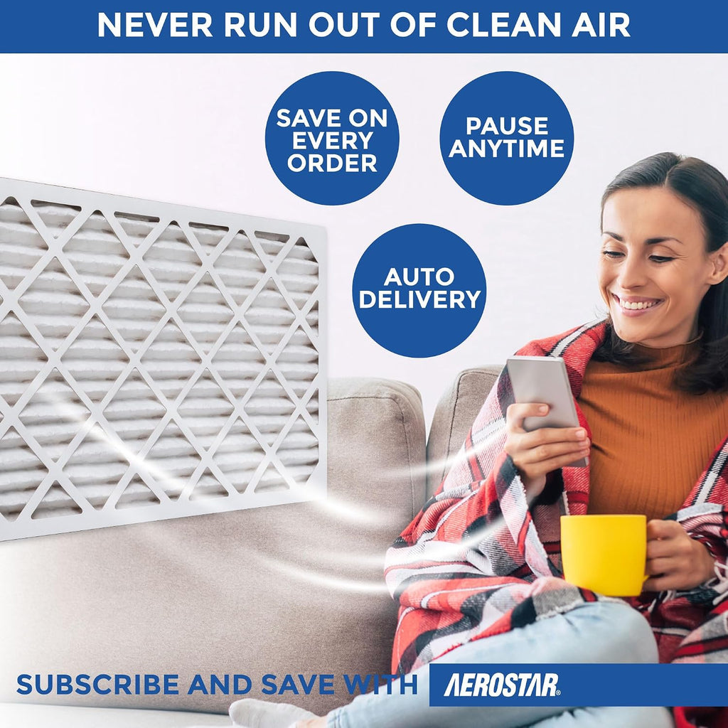 Aerostar Air Filter 20x20x1 MERV 8 AC Filter, HVAC, Furnace Filter, 6 Pack