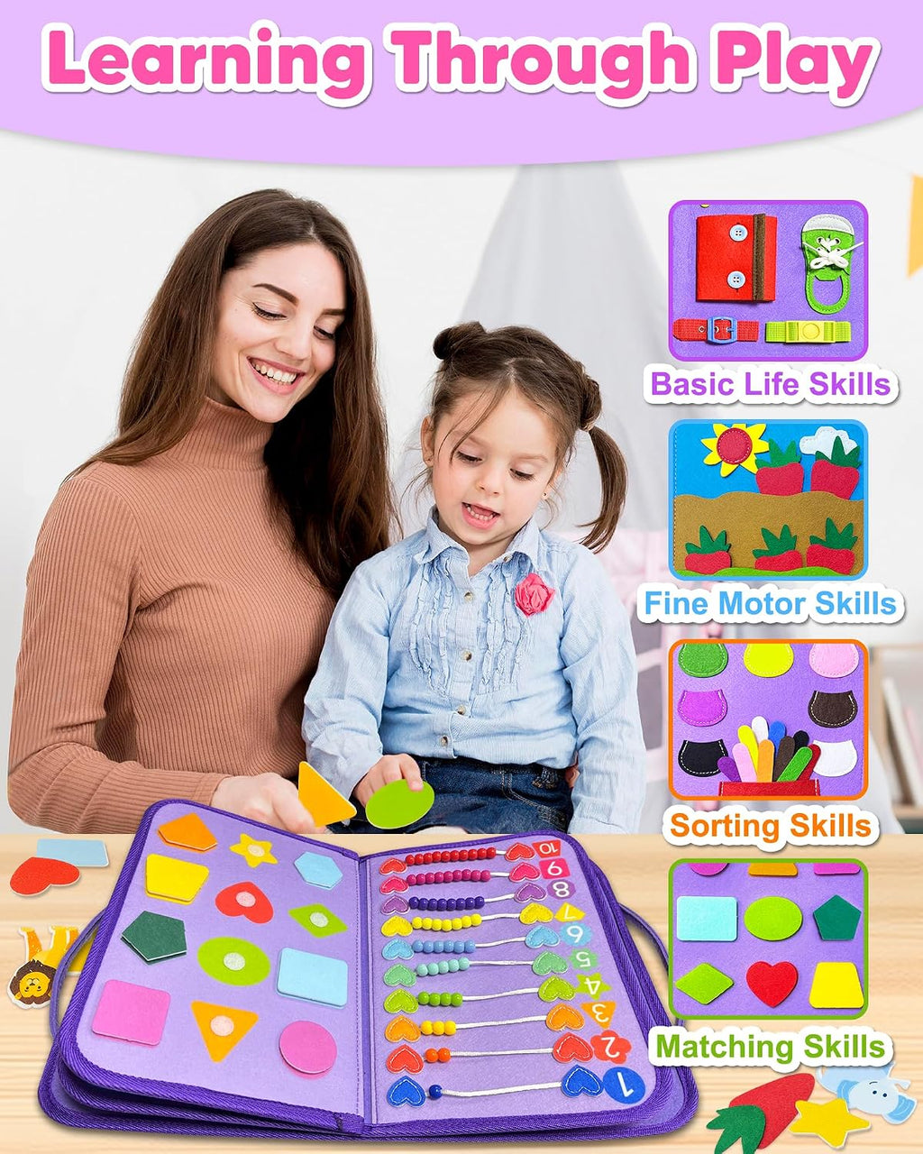 Exorany Busy Board Montessori Toys for Toddler Boy Girl Gifts Busy Book