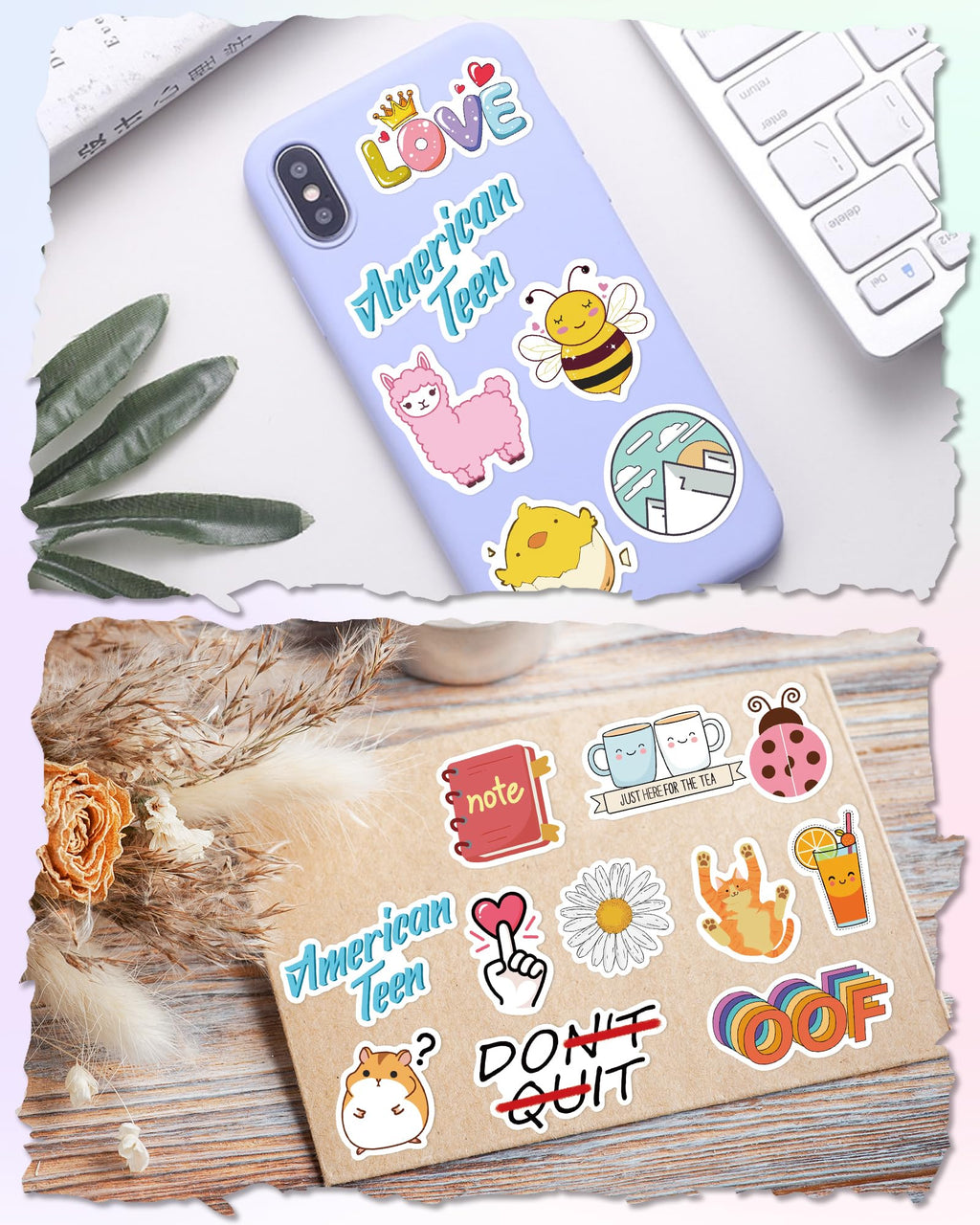 600 Pcs/Pack Water Bottle Stickers for Kids, Cute Vinyl Waterproof Stickers