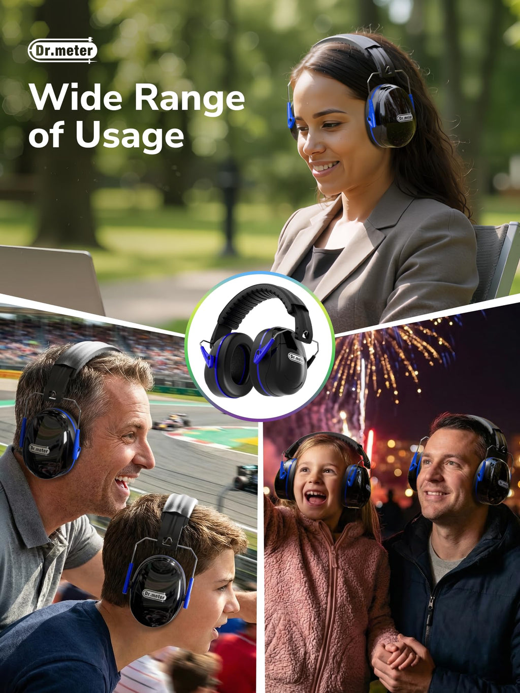 Dr.meter EM100 Noise Cancelling Headphones for Kids Adults, Ear Muffs