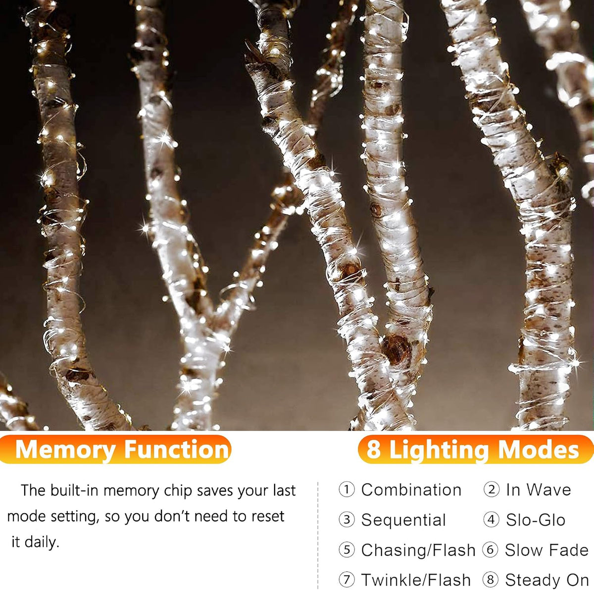 Joomer Solar Fairy Lights, 2-Pack Total 80FT 240LED String Lights, White