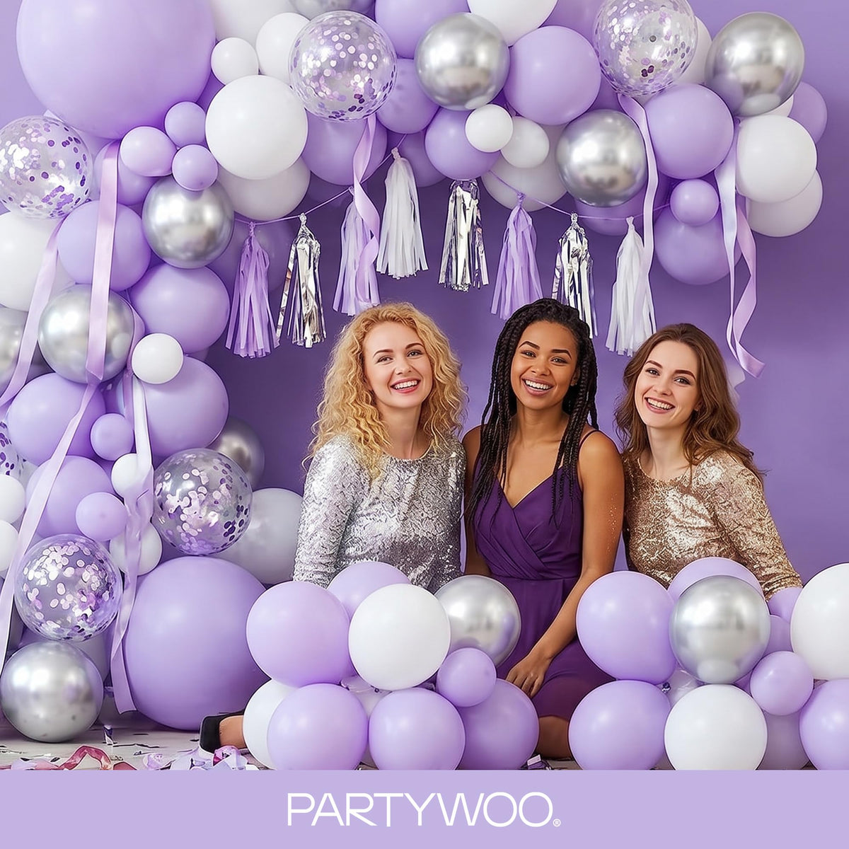 PartyWoo Lavender Balloons 127pcs Light Pastel Purple Lilac Different Sizes