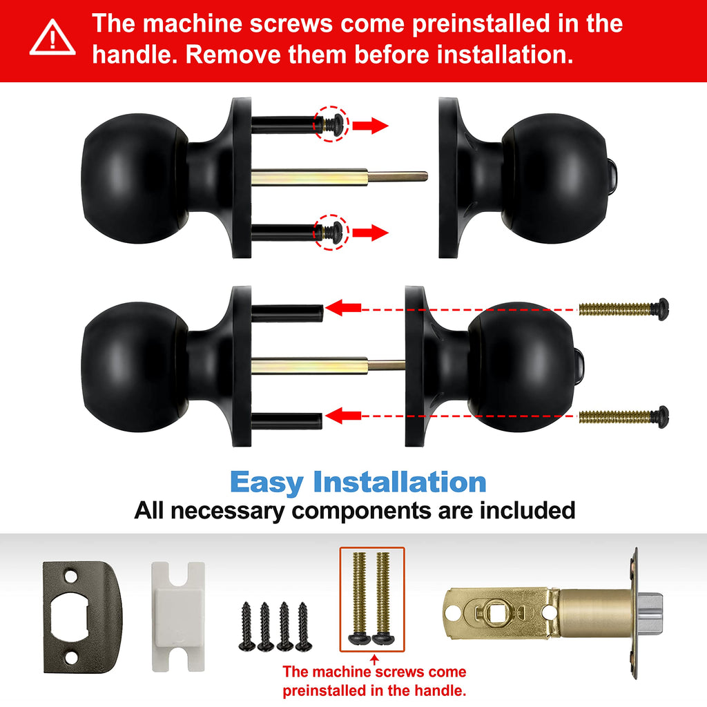 BESTTEN Keyed Entry Door Knob with Lock, Heavy Duty Interior and Exterior Door Lock, Standard Ball, Satin Nickel