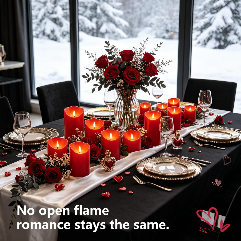 Nimiko Flameless Candles with Remote, Battery Operated Flickering Flameless Candles, LED Candles with Timer 2/4/6/8H, Realistic Drop Wax flameless Candle Set of 9 (D3 x H 3" 4" 5" 6" 7") (Black)