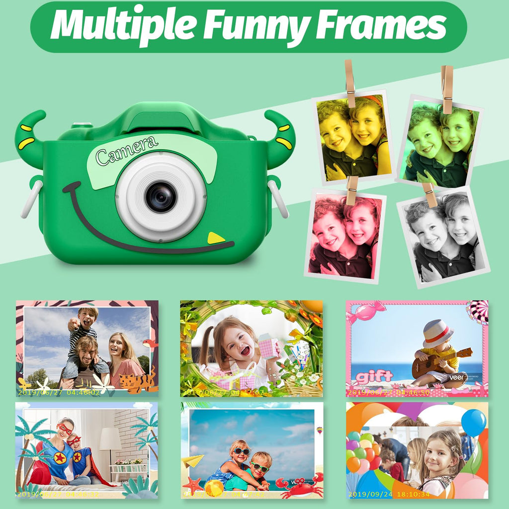 Goopow Kids Camera Toys for 3-8 Year Old Girls Boys,Children Digital Video Camcorder Camera with Cartoon Soft Cover, Best Chritmas Birthday Festival Gift for Kids