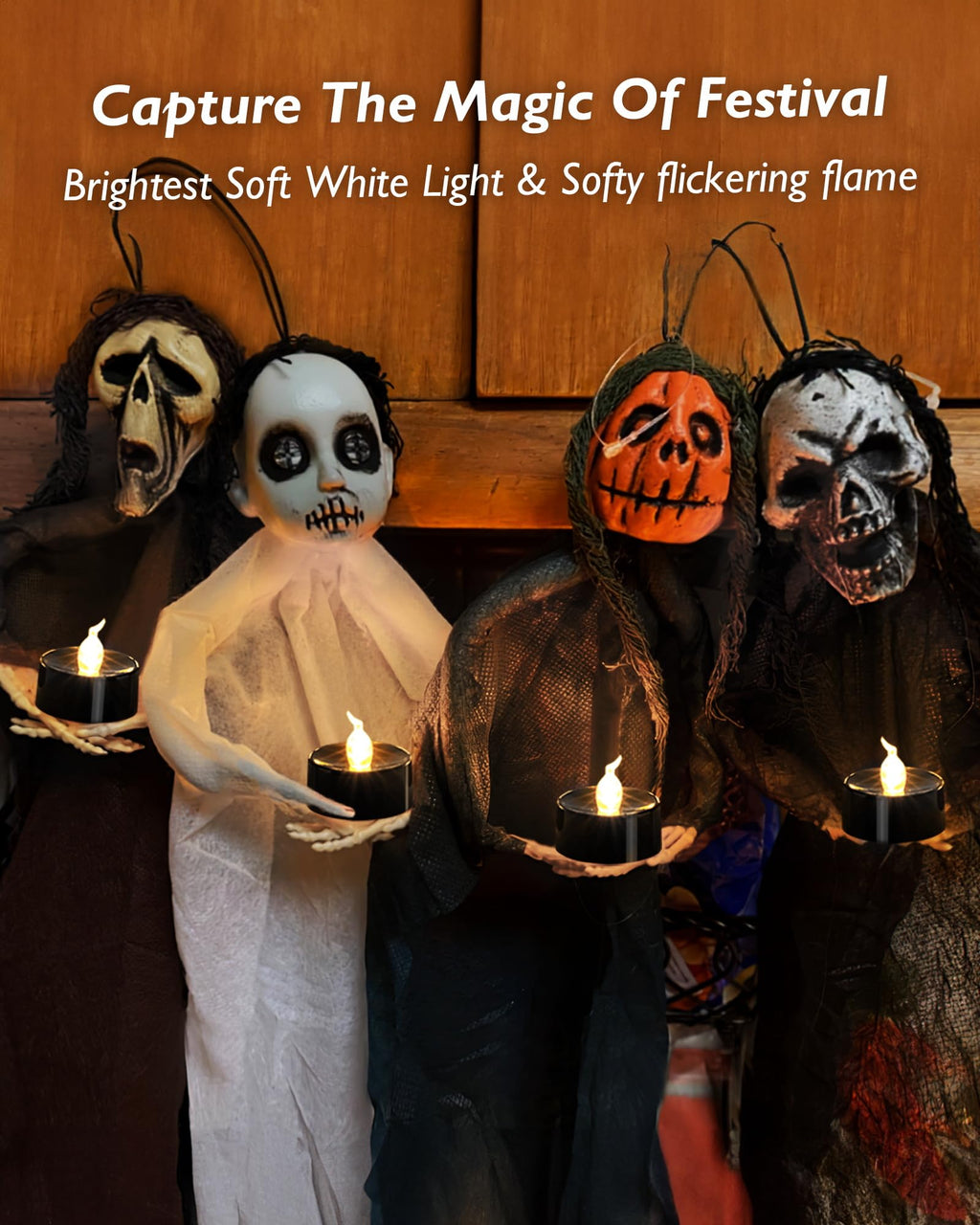 merrynights LED Candles, Tea Lights Candles Battery Operated Bulk, 24-Pack Long-Lasting 200 Hours Flameless Tealight Candles, Realistic Tea Lights for Halloween Christmas Wedding, 1.5'' D X 1.25'' H