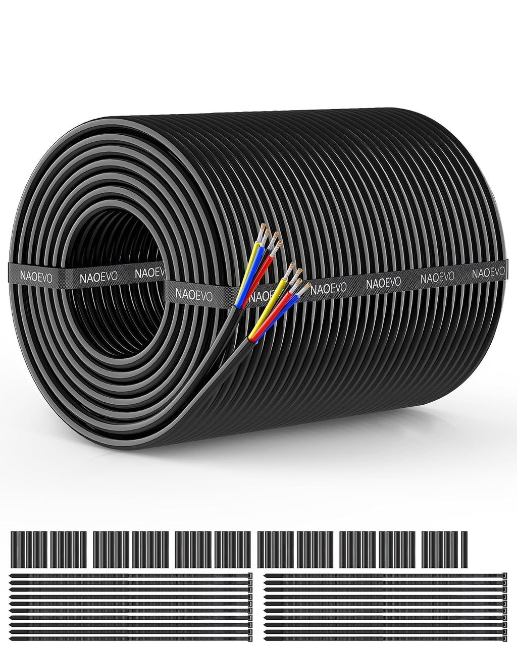 NAOEVO 16 Gauge Wire 4 Conductor, 16 Gauge Automotive Wire 12V Cable, 200FT