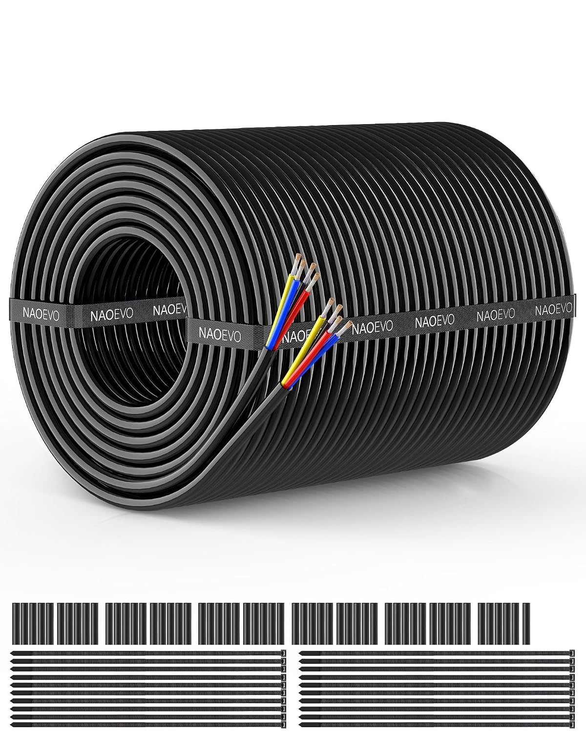 NAOEVO 16 Gauge Wire 4 Conductor, 16 Gauge Automotive Wire 12V Cable, 200FT