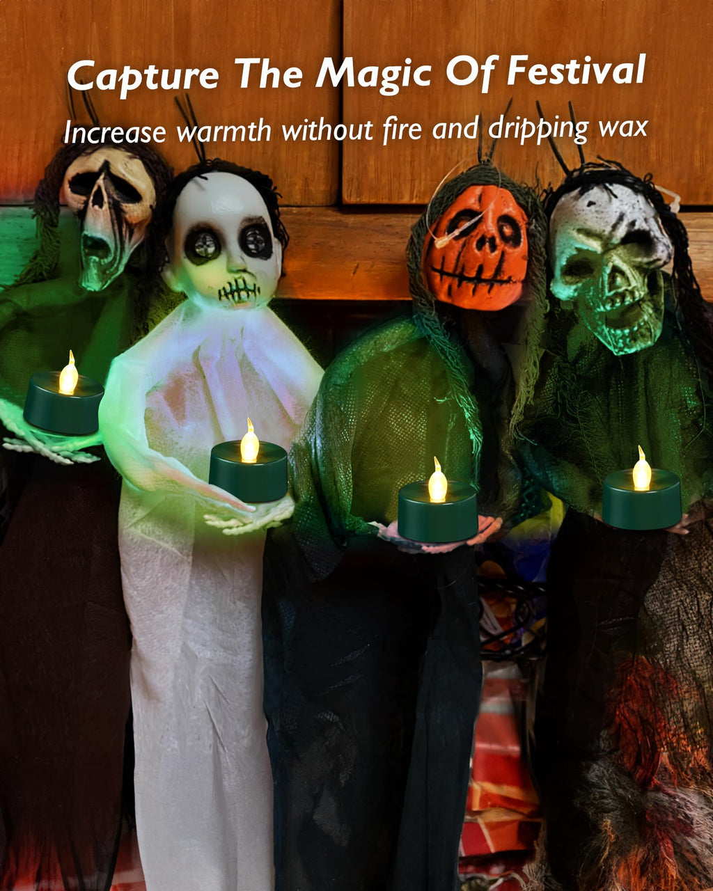 merrynights LED Candles, Tea Lights Candles Battery Operated Bulk, 24-Pack Long-Lasting 200 Hours Flameless Tealight Candles, Realistic Tea Lights for Halloween Christmas Wedding, 1.5'' D X 1.25'' H