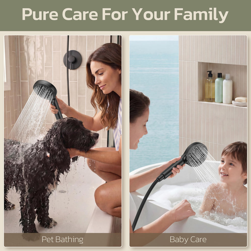 JDO High‑Pressure 6‑Setting Handheld Shower Head, 4.7 Inch Chrome Premium