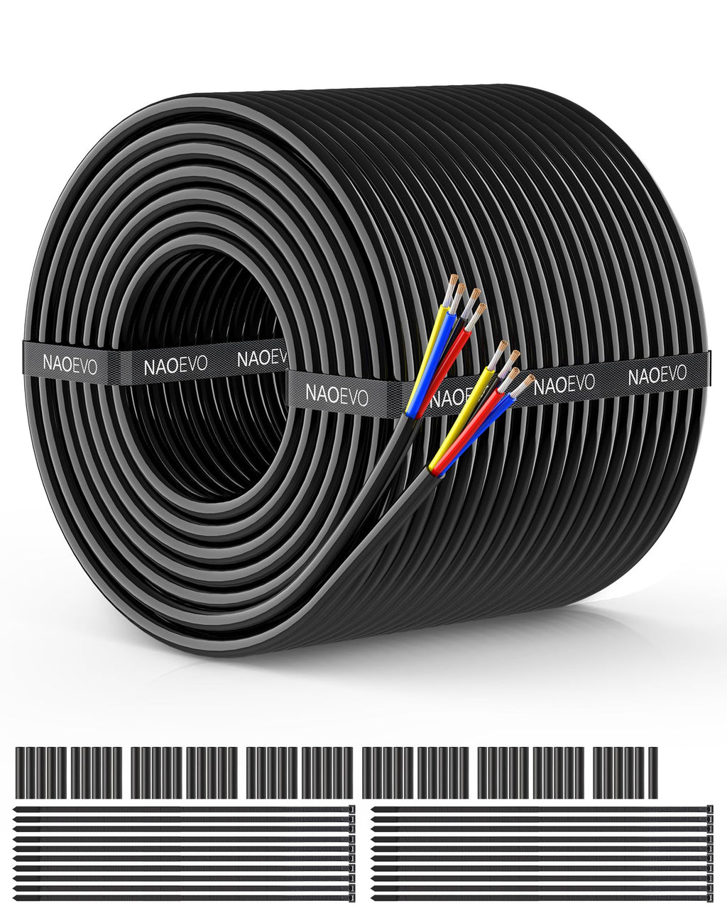 NAOEVO 16 Gauge Wire 4 Conductor, 16 Gauge Automotive Wire 12V Cable, 200FT