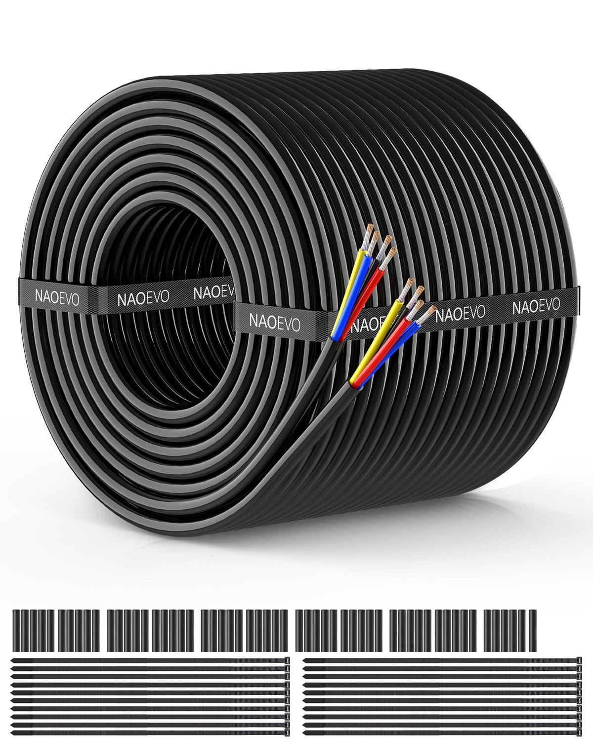 NAOEVO 16 Gauge Wire 4 Conductor, 16 Gauge Automotive Wire 12V Cable, 200FT