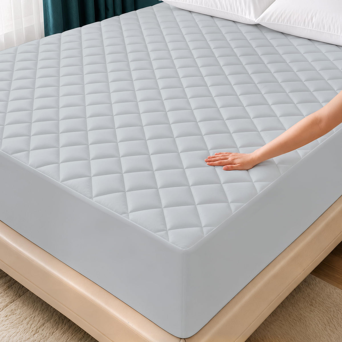 Twin Mattress Pad, Quilted Mattress Protector Topper fits 16" Deep Pocket