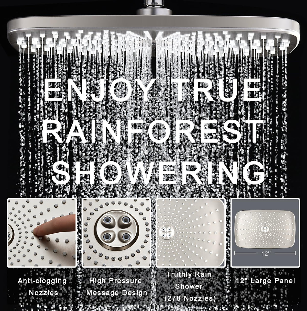 Rain Shower Head with Handheld Showerhead, Chrome 1.8GPM 460311
