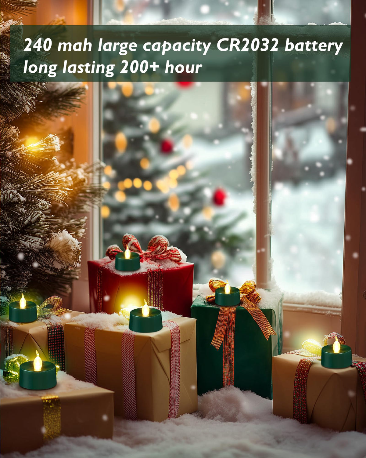 merrynights LED Candles, Tea Lights Candles Battery Operated Bulk, 24-Pack Long-Lasting 200 Hours Flameless Tealight Candles, Realistic Tea Lights for Halloween Christmas Wedding, 1.5'' D X 1.25'' H