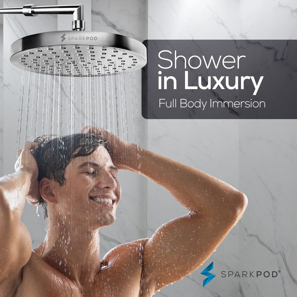SparkPod Rain Shower Head, 6 Inch Round, Luxury Polished Chrome Finish