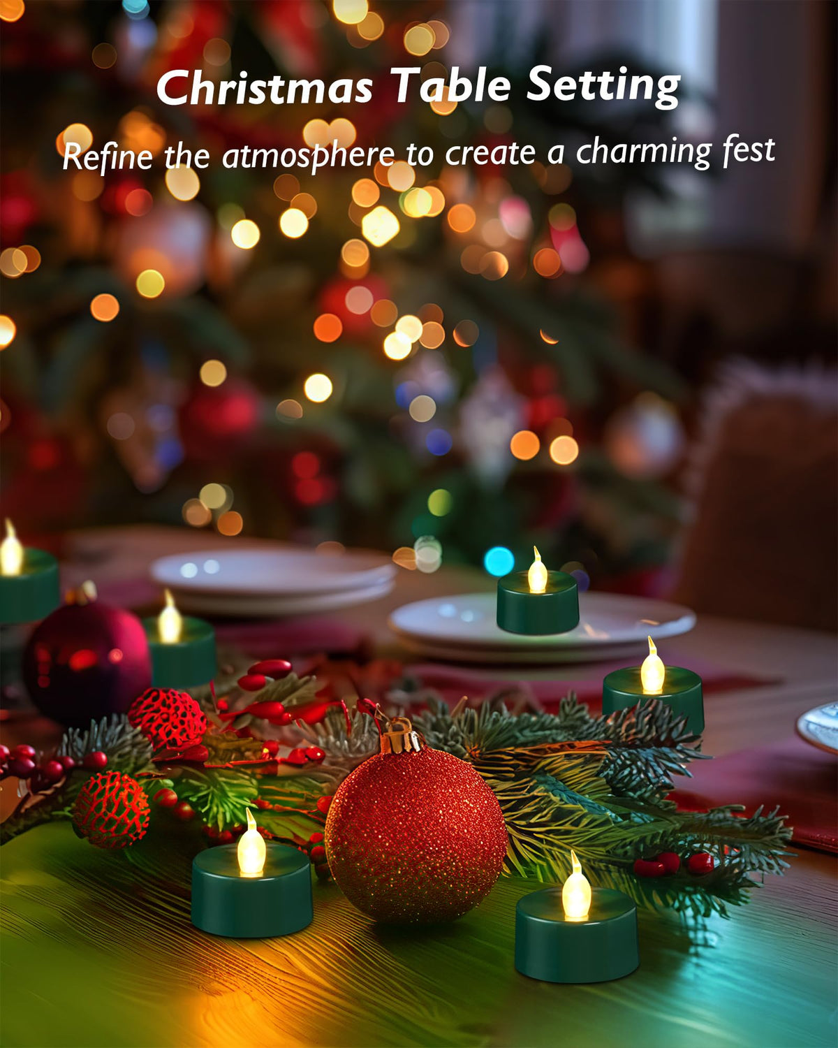 merrynights LED Candles, Tea Lights Candles Battery Operated Bulk, 24-Pack Long-Lasting 200 Hours Flameless Tealight Candles, Realistic Tea Lights for Halloween Christmas Wedding, 1.5'' D X 1.25'' H